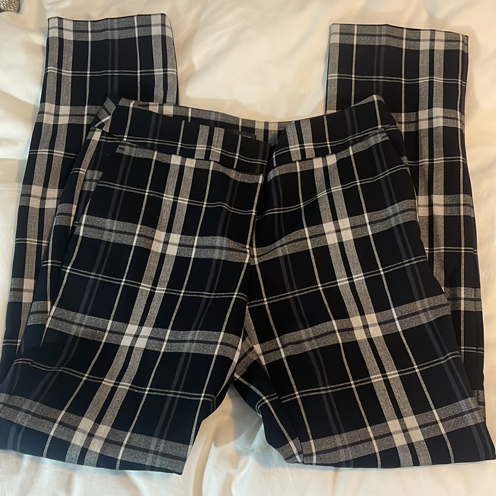 Ann Taylor Factory black and white plaid ankle pants